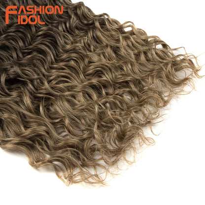 FASHION IDOL Deep Wave Twist Crochet Hair Synthetic Afro Curly Crochet Braids Ombre Orange Braiding Hair Extensions For Women
