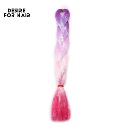 Desire for Hair 24inch Synthetic Braiding Hair Mix Tinsel Bling Bling Red Christmas Color Synthetic Hair Extensions Jumbo Braids