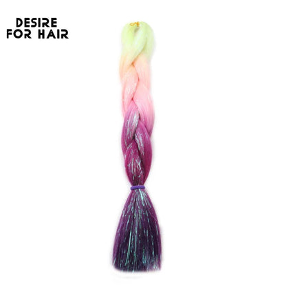 Desire for Hair 24inch Synthetic Braiding Hair Mix Tinsel Bling Bling Red Christmas Color Synthetic Hair Extensions Jumbo Braids