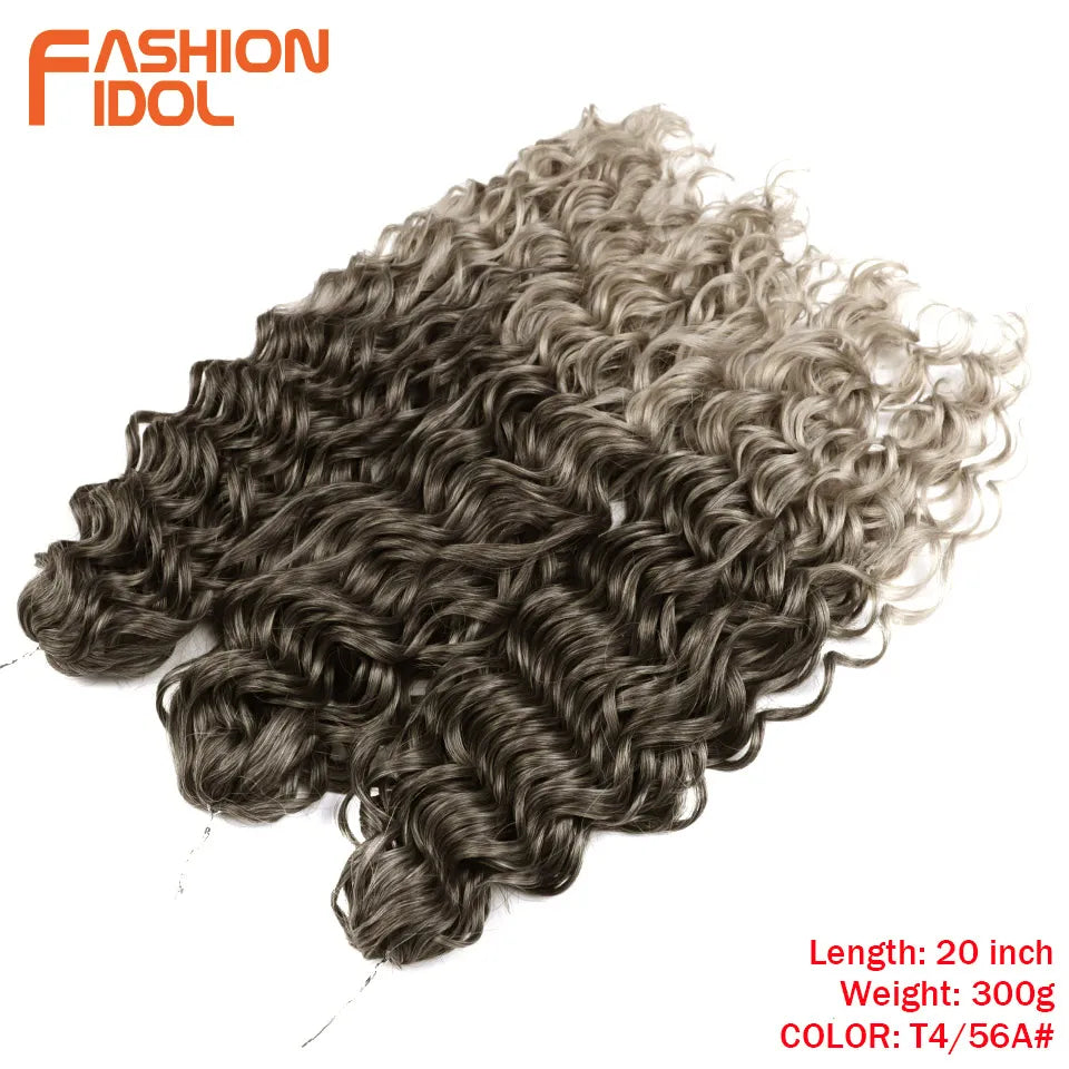 FASHION IDOL Deep Wave Twist Crochet Hair Synthetic Afro Curly Crochet Braids Ombre Orange Braiding Hair Extensions For Women