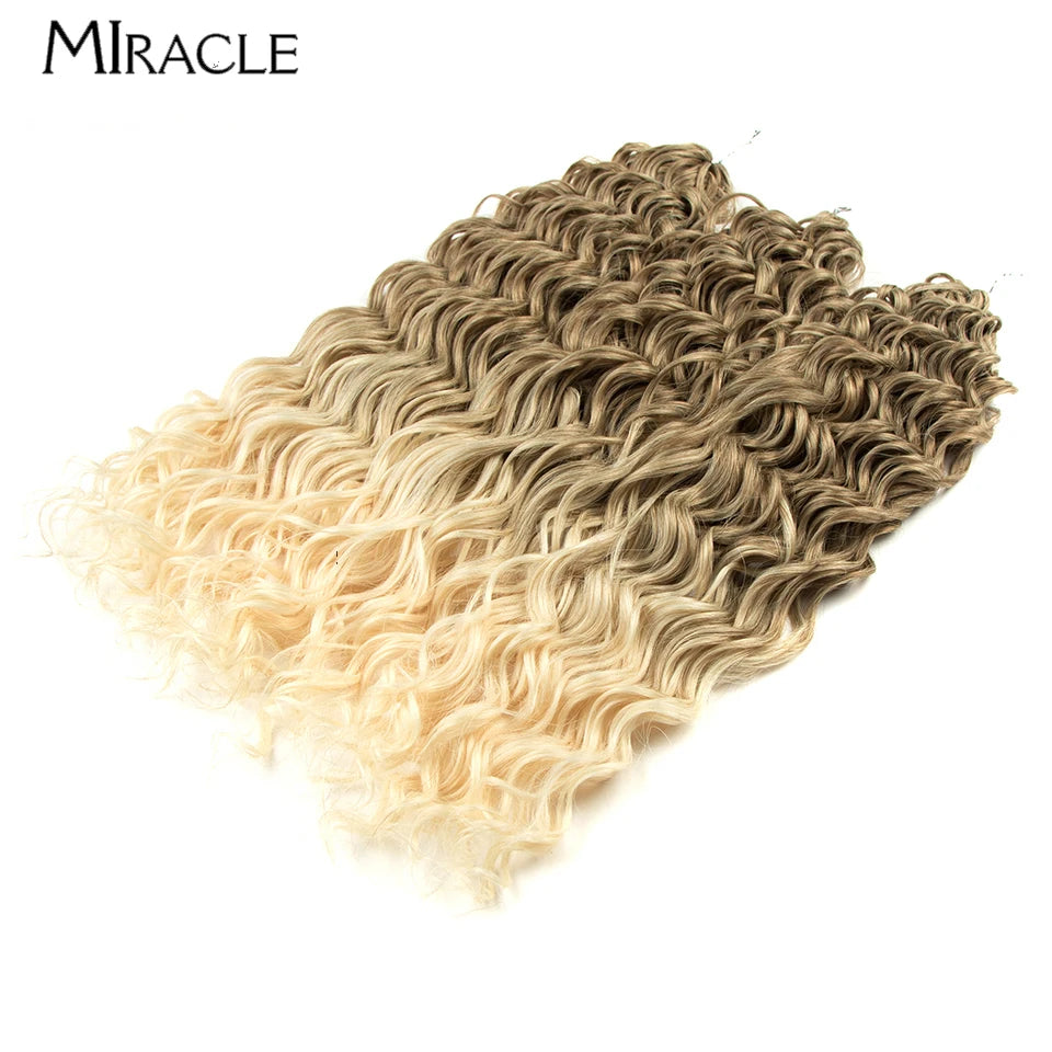MIRACLE Afro Curly Hair Extensions 20 Inch Twist  Crochet Hair Braids Synthetic Fake Hair Deep Wave Braiding Hair for Women