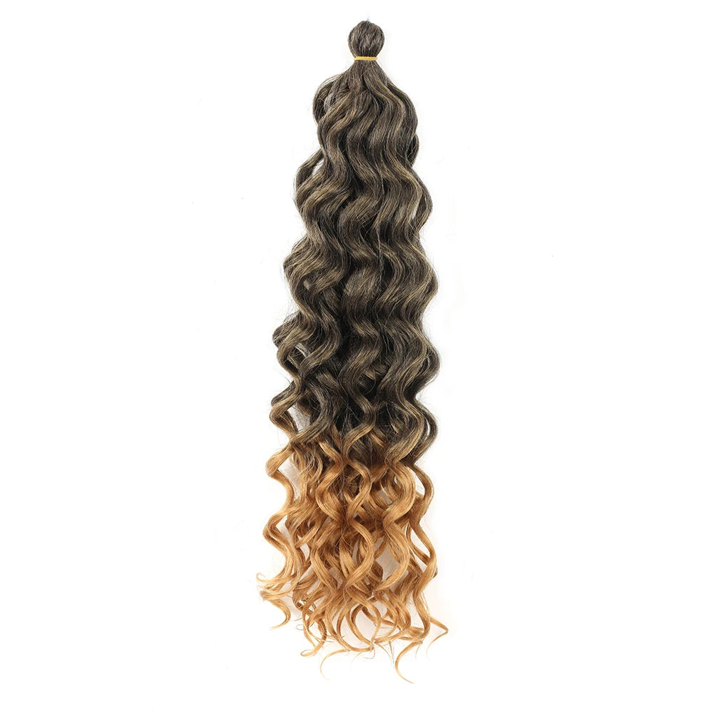 Curly Crochet Hair Extesion Synthetic Hair 18 Inch Hawaii Ocean Wave Braiding Hair Goddess Locs Boho Style Hairpiece For Women