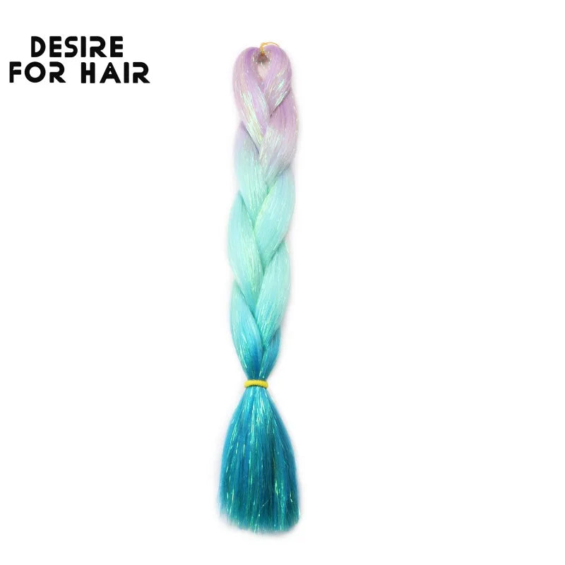 Desire for Hair 24inch Synthetic Braiding Hair Mix Tinsel Bling Bling Red Christmas Color Synthetic Hair Extensions Jumbo Braids