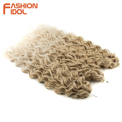 FASHION IDOL Deep Wave Twist Crochet Hair Synthetic Afro Curly Crochet Braids Ombre Orange Braiding Hair Extensions For Women