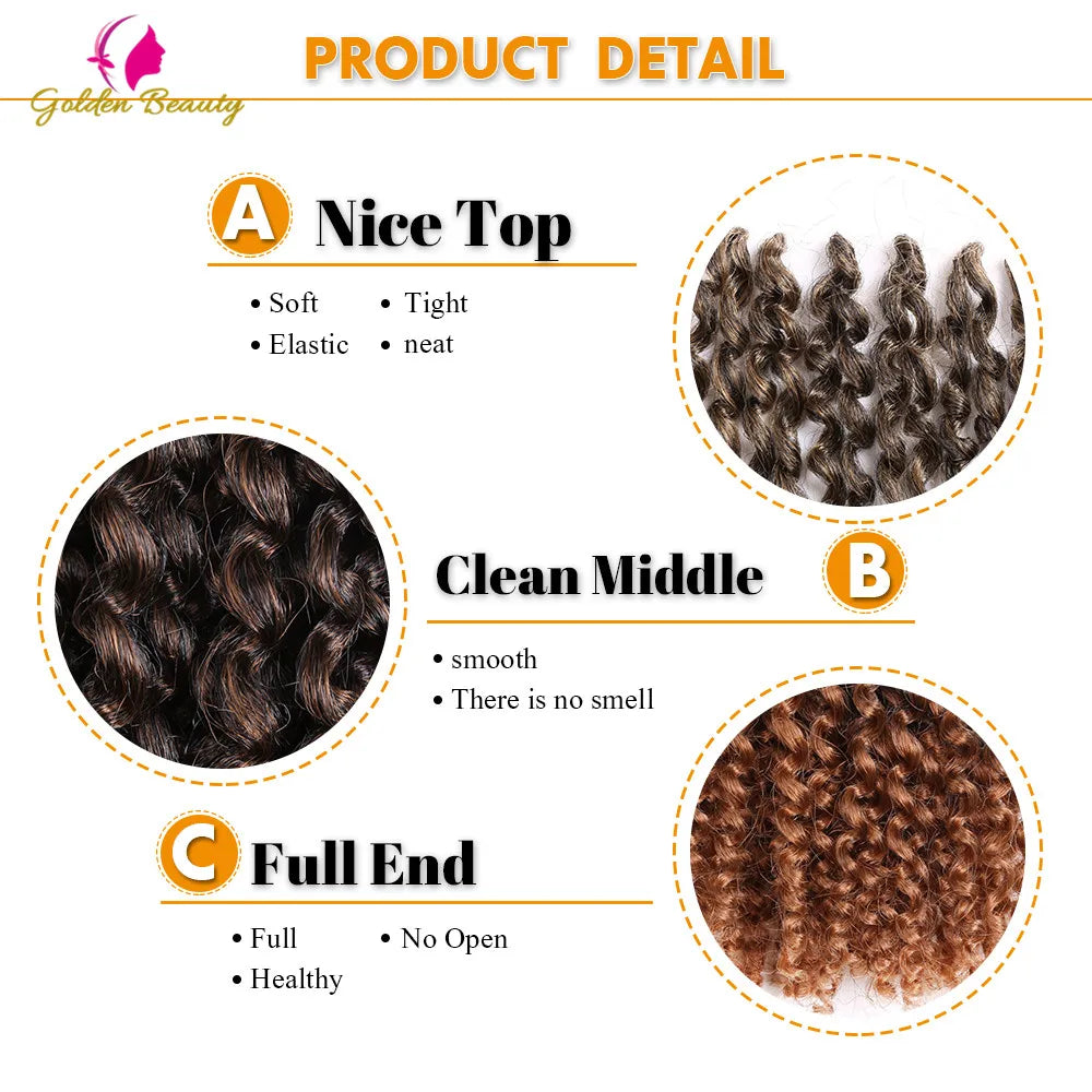 8" 12" Afro Kinky Twist Crochet Braids Synthetic Bohemian Curly Braiding Hair Extension Ombre Marley Crochet Hair Golden Beauty