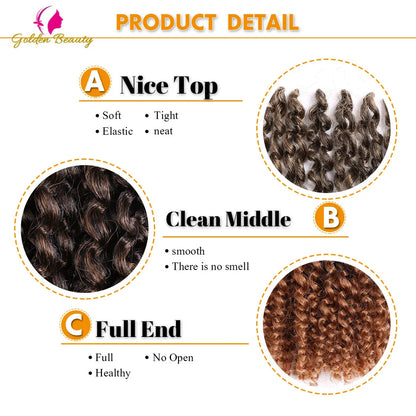 8" 12" Afro Kinky Twist Crochet Braids Synthetic Bohemian Curly Braiding Hair Extension Ombre Marley Crochet Hair Golden Beauty