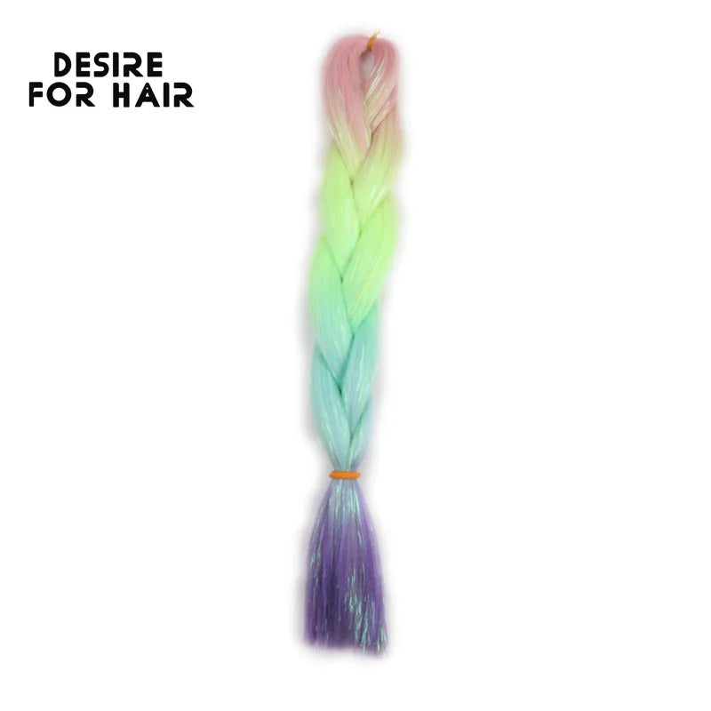 Desire for Hair 24inch Synthetic Braiding Hair Mix Tinsel Bling Bling Red Christmas Color Synthetic Hair Extensions Jumbo Braids