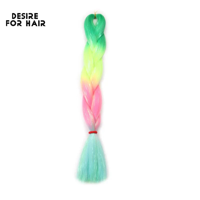 Desire for Hair 24inch Synthetic Braiding Hair Mix Tinsel Bling Bling Red Christmas Color Synthetic Hair Extensions Jumbo Braids