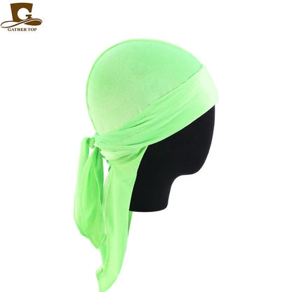 Unisex Men Women Velvet Durags Bandana Turban do doo du rag long tail Biker headwrap Headband Pirate Hat Hair Accessories