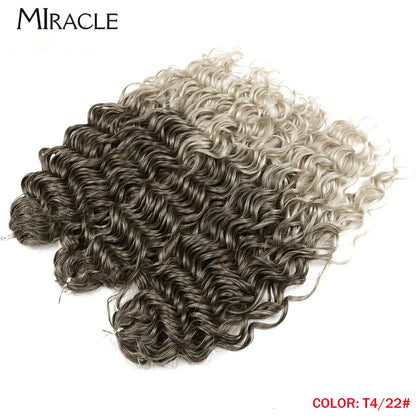 MIRACLE Afro Curly Hair Extensions 20 Inch Twist  Crochet Hair Braids Synthetic Fake Hair Deep Wave Braiding Hair for Women