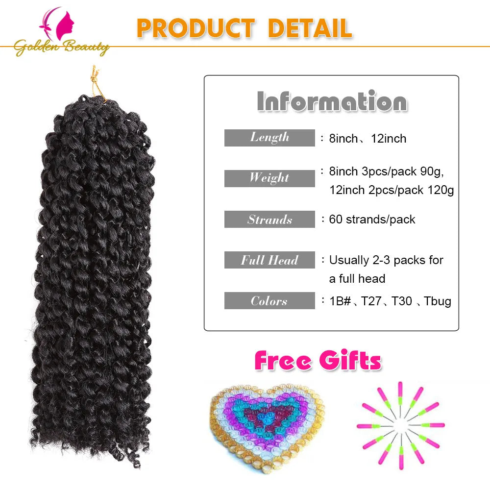 8" 12" Afro Kinky Twist Crochet Braids Synthetic Bohemian Curly Braiding Hair Extension Ombre Marley Crochet Hair Golden Beauty