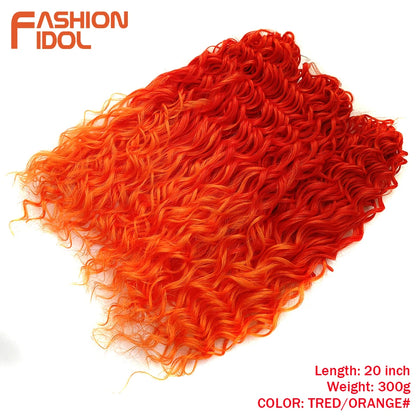 FASHION IDOL Deep Wave Twist Crochet Hair Synthetic Afro Curly Crochet Braids Ombre Orange Braiding Hair Extensions For Women