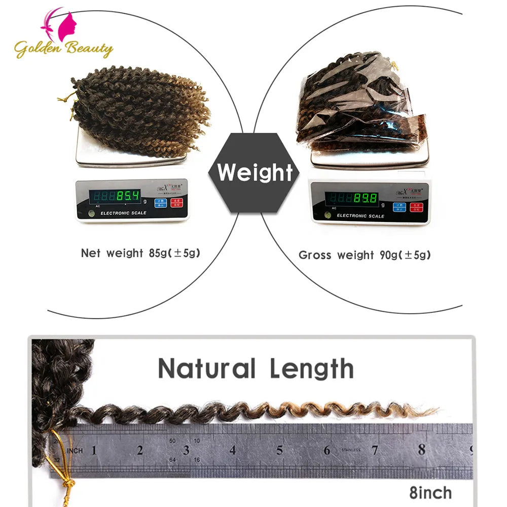 8" 12" Afro Kinky Twist Crochet Braids Synthetic Bohemian Curly Braiding Hair Extension Ombre Marley Crochet Hair Golden Beauty