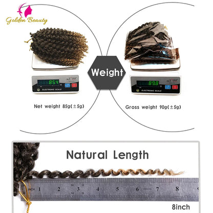 8" 12" Afro Kinky Twist Crochet Braids Synthetic Bohemian Curly Braiding Hair Extension Ombre Marley Crochet Hair Golden Beauty