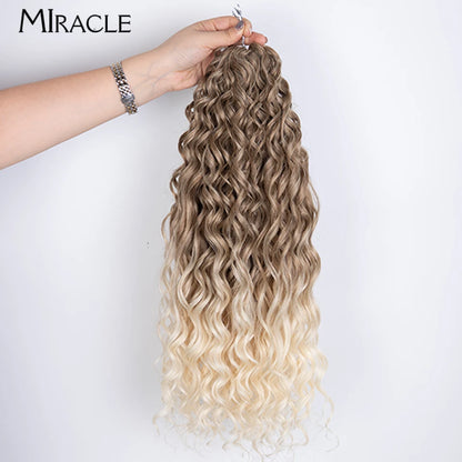 MIRACLE Afro Curly Hair Extensions 20 Inch Twist  Crochet Hair Braids Synthetic Fake Hair Deep Wave Braiding Hair for Women