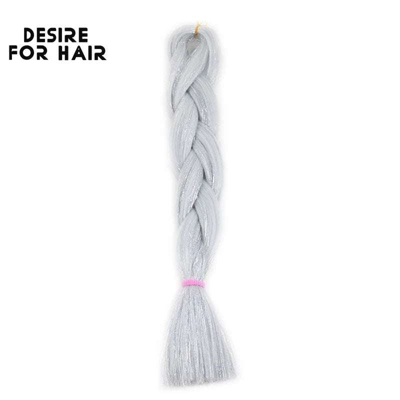 Desire for Hair 24inch Synthetic Braiding Hair Mix Tinsel Bling Bling Red Christmas Color Synthetic Hair Extensions Jumbo Braids