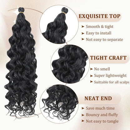 Curly Crochet Hair Extesion Synthetic Hair 18 Inch Hawaii Ocean Wave Braiding Hair Goddess Locs Boho Style Hairpiece For Women