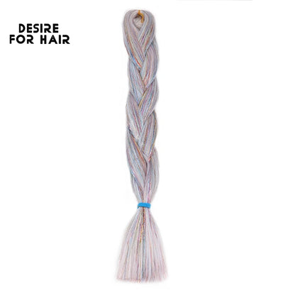 Desire for Hair 24inch Synthetic Braiding Hair Mix Tinsel Bling Bling Red Christmas Color Synthetic Hair Extensions Jumbo Braids
