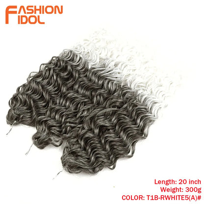 FASHION IDOL Deep Wave Twist Crochet Hair Synthetic Afro Curly Crochet Braids Ombre Orange Braiding Hair Extensions For Women