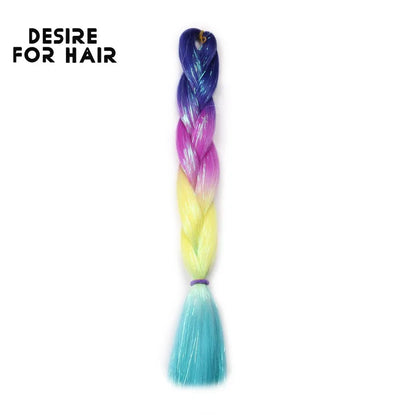 Desire for Hair 24inch Synthetic Braiding Hair Mix Tinsel Bling Bling Red Christmas Color Synthetic Hair Extensions Jumbo Braids