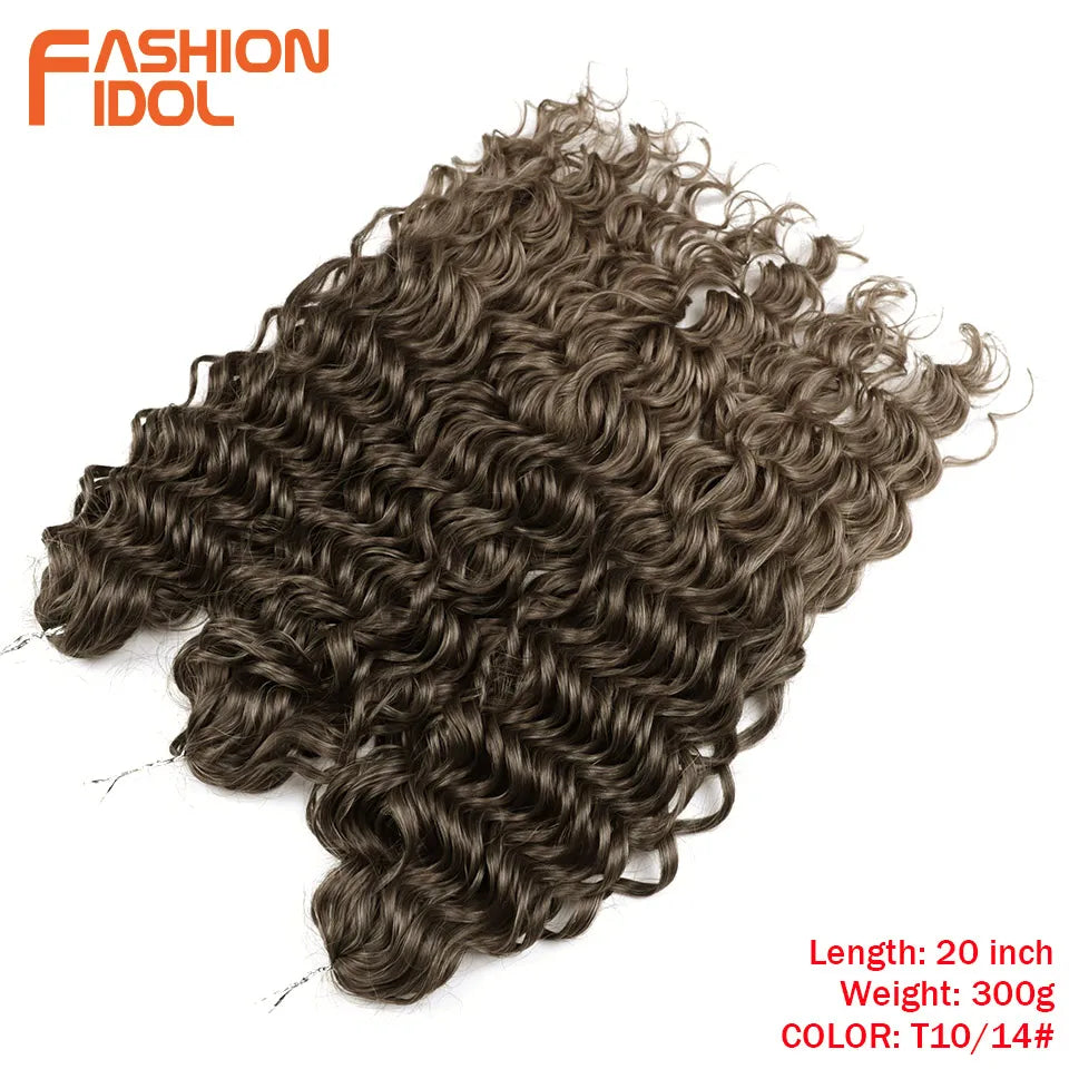 FASHION IDOL Deep Wave Twist Crochet Hair Synthetic Afro Curly Crochet Braids Ombre Orange Braiding Hair Extensions For Women