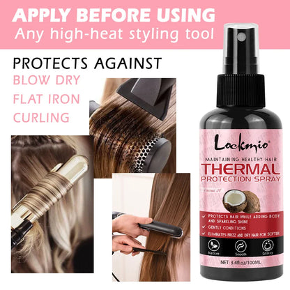 Curly Hair Hydration Styling Set Heat Protection Spray, Curl-Defining Cream,Black Castor Oil Long-Lasting Moisture Care Products