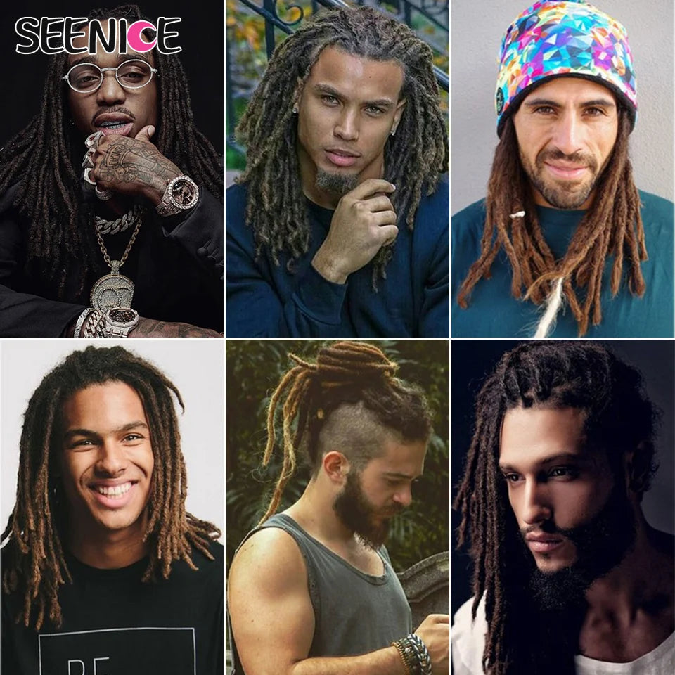 Dreadlocks Crochet Hair Extensions Afro Handmade Crochet Braids Synthetic Crochet Braiding Hair For Women And Men Ombre Brown