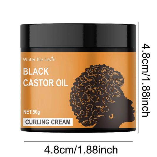Black Castor Oil Curling Cream, Styling Curling Cream, Long-Lasting Frizz-Free Curls, Moisturizing and Elastic Styling Conditioner Suitable for Curly Hair - Suitable for All Hair Types