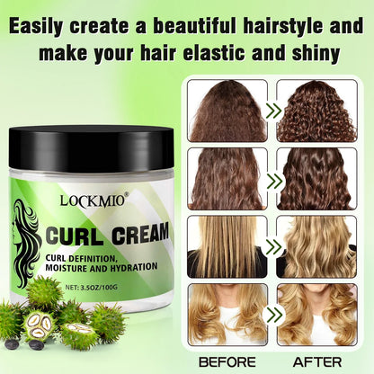 Curly Hair Hydration Styling Set Heat Protection Spray, Curl-Defining Cream,Black Castor Oil Long-Lasting Moisture Care Products