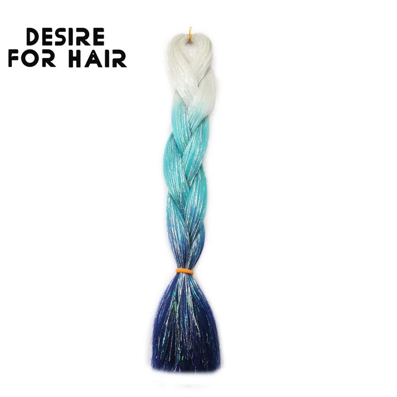 Desire for Hair 24inch Synthetic Braiding Hair Mix Tinsel Bling Bling Red Christmas Color Synthetic Hair Extensions Jumbo Braids