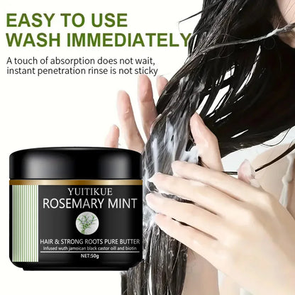 Rosemary mint hair and root strengthening pure butter, containing Jamaican black castor oil and biotin, a hair care essential.