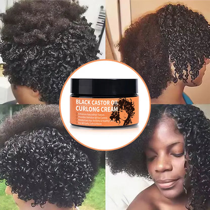Black Castor Oil Curl Defining Cream Non-Stick Hydrates & Eliminates Frizz, Hair-Smoothing Anti-Frizz Cream to Define