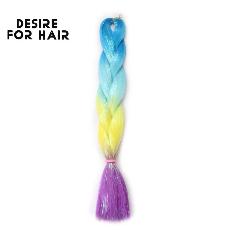 Desire for Hair 24inch Synthetic Braiding Hair Mix Tinsel Bling Bling Red Christmas Color Synthetic Hair Extensions Jumbo Braids