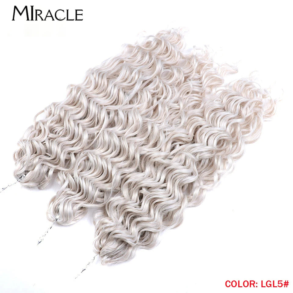MIRACLE Afro Curly Hair Extensions 20 Inch Twist  Crochet Hair Braids Synthetic Fake Hair Deep Wave Braiding Hair for Women