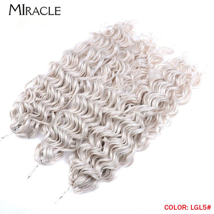 MIRACLE Afro Curly Hair Extensions 20 Inch Twist  Crochet Hair Braids Synthetic Fake Hair Deep Wave Braiding Hair for Women