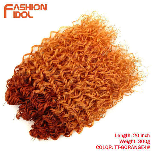 FASHION IDOL Deep Wave Twist Crochet Hair Synthetic Afro Curly Crochet Braids Ombre Orange Braiding Hair Extensions For Women