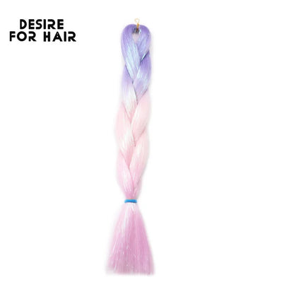 Desire for Hair 24inch Synthetic Braiding Hair Mix Tinsel Bling Bling Red Christmas Color Synthetic Hair Extensions Jumbo Braids