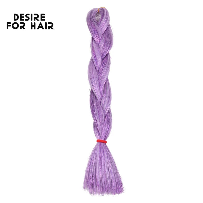 Desire for Hair 24inch Synthetic Braiding Hair Mix Tinsel Bling Bling Red Christmas Color Synthetic Hair Extensions Jumbo Braids