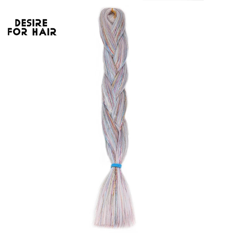 Desire for Hair 24inch Synthetic Braiding Hair Mix Tinsel Bling Bling Red Christmas Color Synthetic Hair Extensions Jumbo Braids