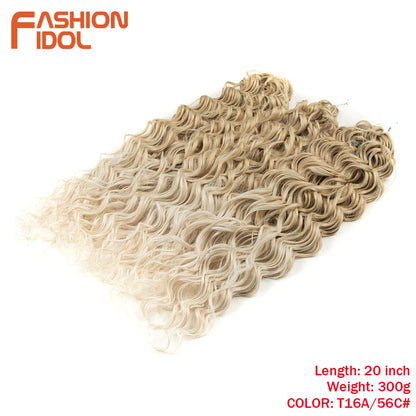 FASHION IDOL Deep Wave Twist Crochet Hair Synthetic Afro Curly Crochet Braids Ombre Orange Braiding Hair Extensions For Women