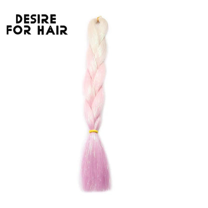 Desire for Hair 24inch Synthetic Braiding Hair Mix Tinsel Bling Bling Red Christmas Color Synthetic Hair Extensions Jumbo Braids