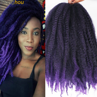 Marley Hair Faux Locs 18inch 100g Afro Kinky Crochet Hair 27 30 33 350 613 Bug 15Colors Ombre Synthetic Cuban Twist Marley Braid
