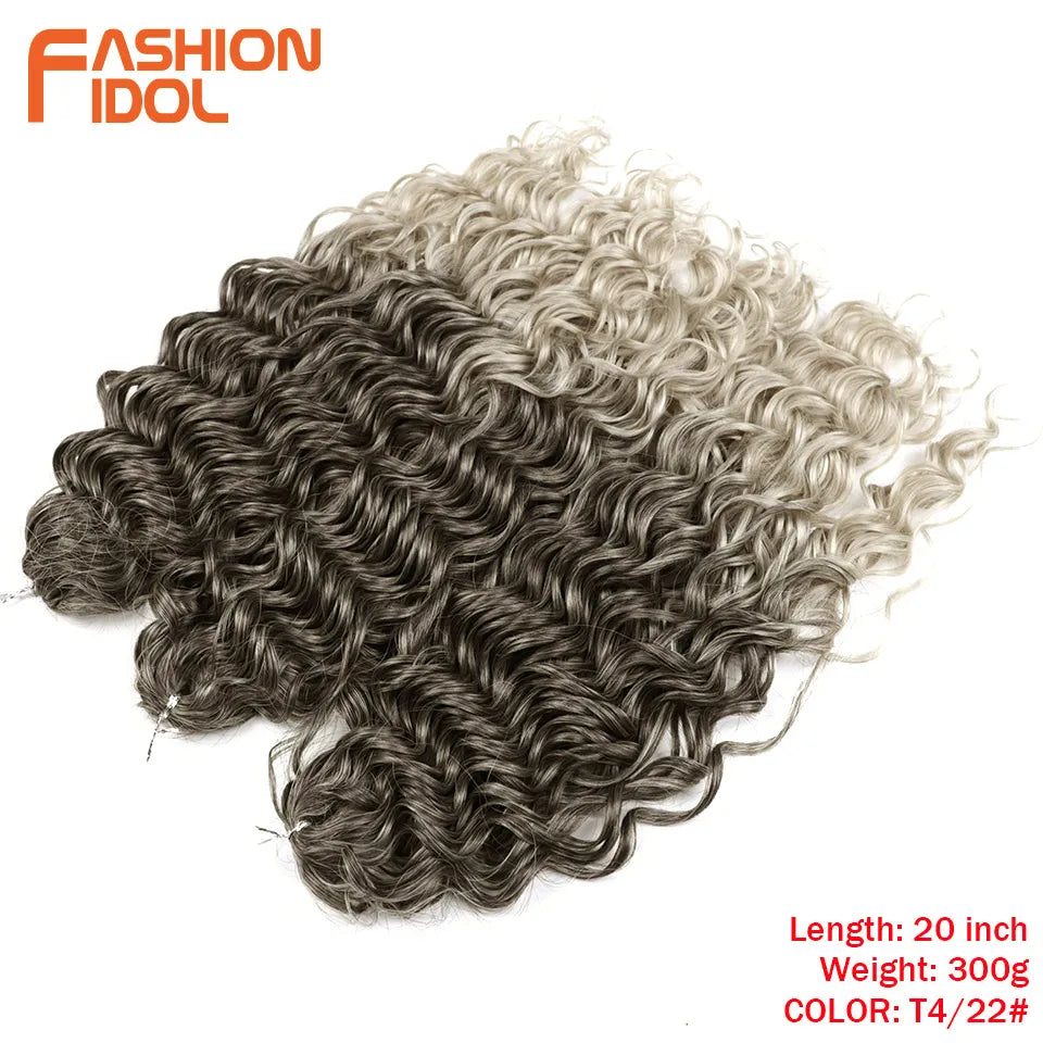 FASHION IDOL Deep Wave Twist Crochet Hair Synthetic Afro Curly Crochet Braids Ombre Orange Braiding Hair Extensions For Women