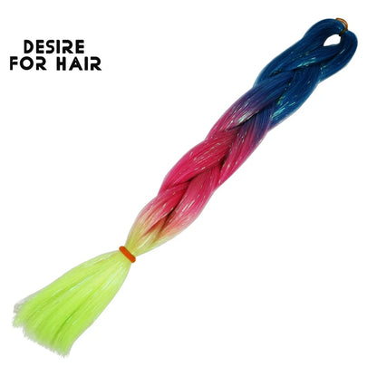 Desire for Hair 24inch Synthetic Braiding Hair Mix Tinsel Bling Bling Red Christmas Color Synthetic Hair Extensions Jumbo Braids