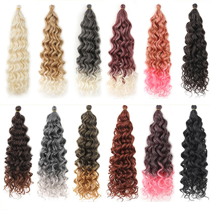 Curly Crochet Hair Extesion Synthetic Hair 18 Inch Hawaii Ocean Wave Braiding Hair Goddess Locs Boho Style Hairpiece For Women