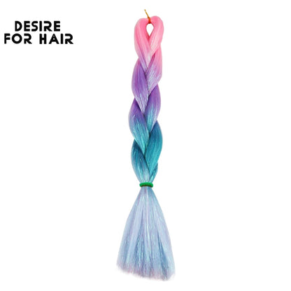 Desire for Hair 24inch Synthetic Braiding Hair Mix Tinsel Bling Bling Red Christmas Color Synthetic Hair Extensions Jumbo Braids
