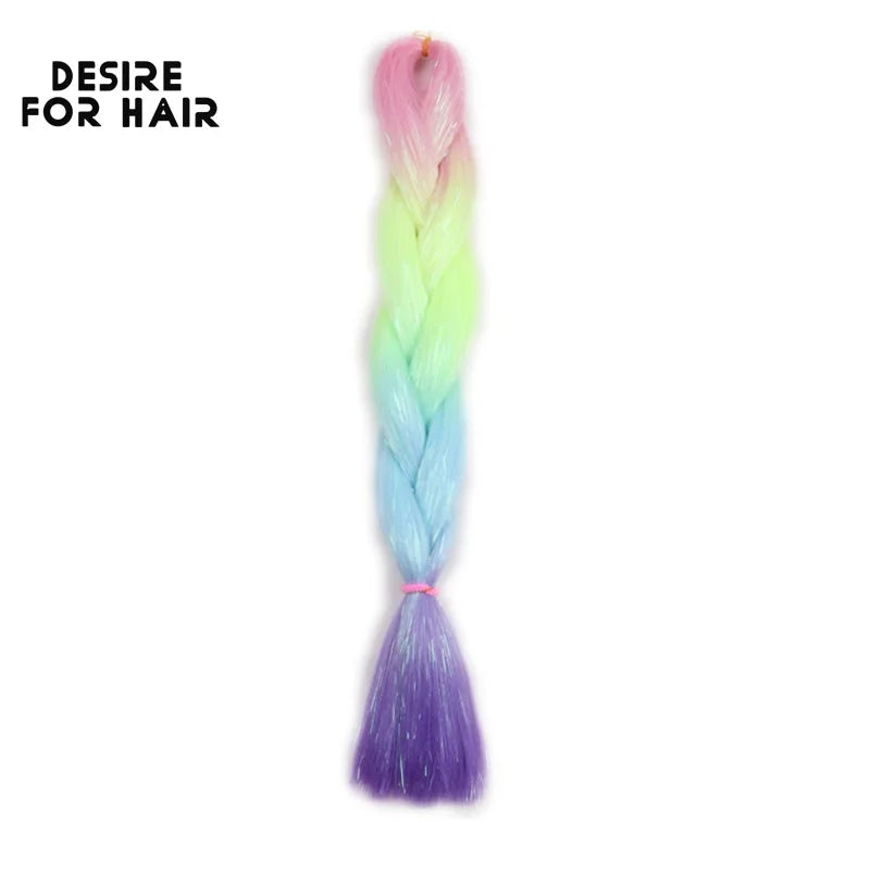 Desire for Hair 24inch Synthetic Braiding Hair Mix Tinsel Bling Bling Red Christmas Color Synthetic Hair Extensions Jumbo Braids