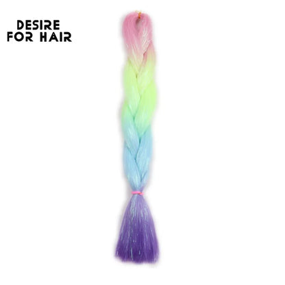 Desire for Hair 24inch Synthetic Braiding Hair Mix Tinsel Bling Bling Red Christmas Color Synthetic Hair Extensions Jumbo Braids