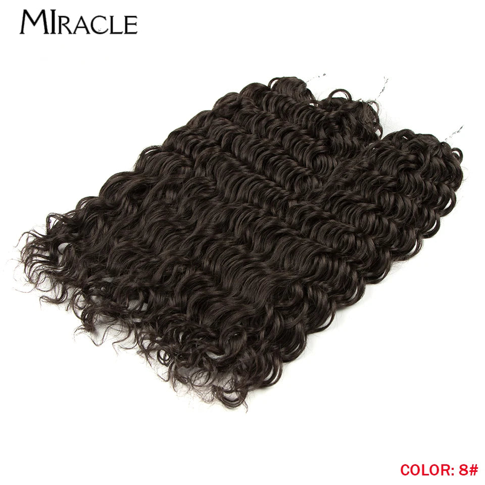 MIRACLE Afro Curly Hair Extensions 20 Inch Twist  Crochet Hair Braids Synthetic Fake Hair Deep Wave Braiding Hair for Women
