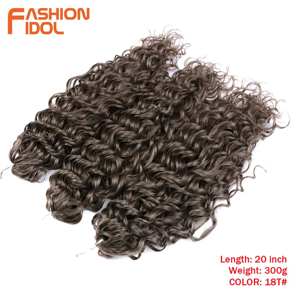 FASHION IDOL Deep Wave Twist Crochet Hair Synthetic Afro Curly Crochet Braids Ombre Orange Braiding Hair Extensions For Women